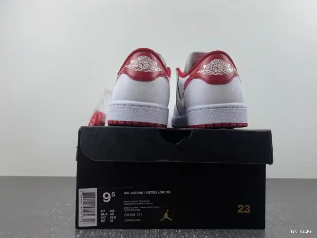 1st Kicks Shoes White Varsity Jordan 1 705329-101 Red Low Retro 0516